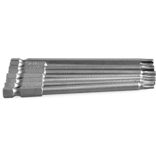 8Pcs/Set T8-T40 100mm Magnetic Torx Screwdriver Bits 1/4" Hex Shank