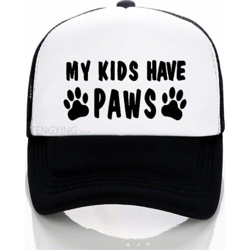 My Kids Have Paws Letters Print baseball cap Cotton Casual Funny hip-hop trucker cap summer mesh hat