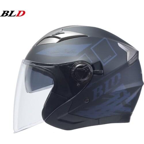 BLD Motorcycle Helmet Open Face Dual Lens Visors Moto Helmet Electric Bicycle Helmet Men Women Summer Scooter Motorbike Helmet