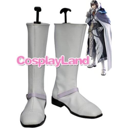 Final Fantasy XIII Cid Raines White Cosplay Boots Shoes Game Party Cosplay Boots Custom Made for Adult Men Shoes