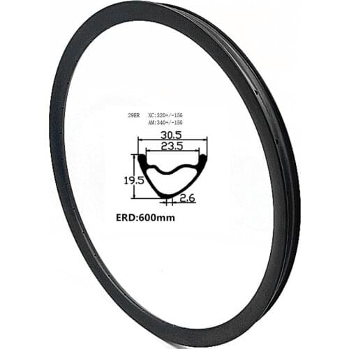 Graphene 29er carbon disc rim 340g UD 3K bicycle rim 30.5x19.5mm 24 28 32 36H tubeless carbon mtb rim carbon bicycle rims