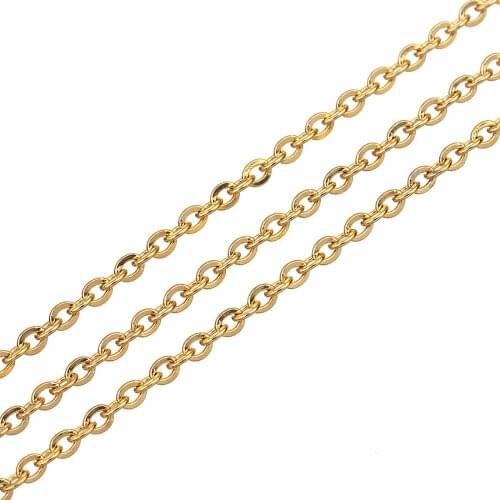 10Yards/Roll 1.5mm/2mm/2.2mm Diameter Hot Chain Men Wholesale Link Chain Gold Over Stainless Steel Chain Necklace