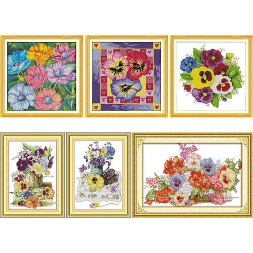 Embroidery for Needlework Printed Cross-Stitch Sets Gorgeous Sunny Flower Patterns 11CT 14CT Counted Handmade Fabric Thread Kits