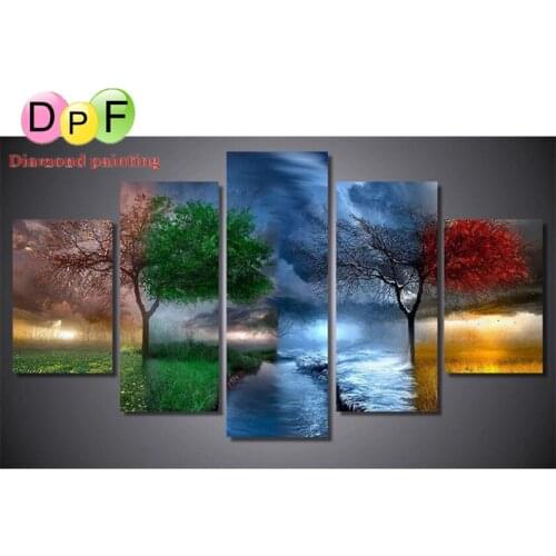 DPF 5 Multi picture tree DIY round Diamond Painting diamond Embroidery Cross Stitch diamond Mosaic Decor painting