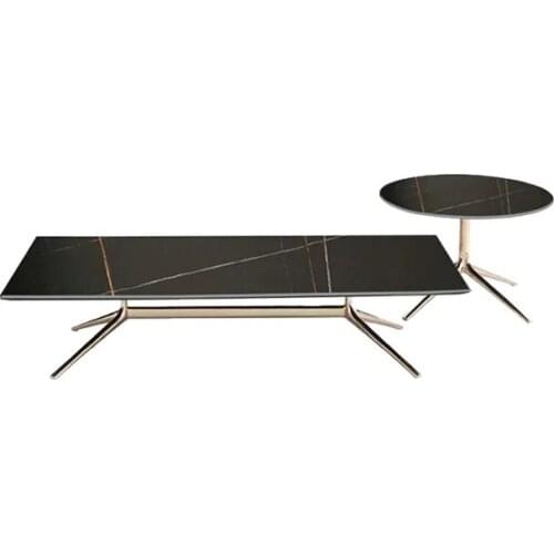 ChinaFurniture Alternative Processing Factory Modern Light Luxury Marble Slab Stainless Steel Foot Bracket Coffee Table