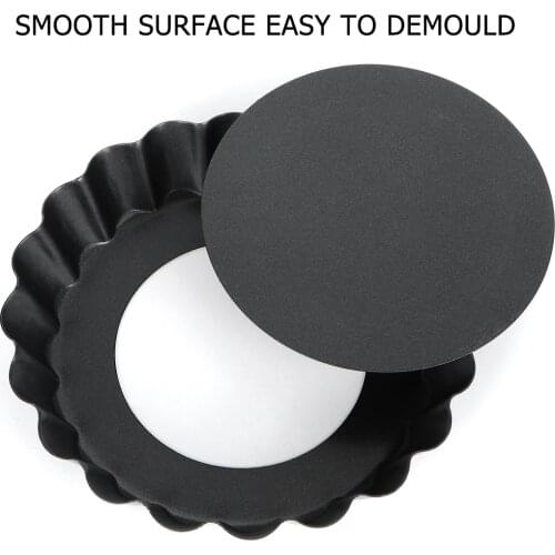 6pcs 10cm Round Chrysanthemum Pie Pan Non-stick Baking Tart Mould Pizza Tray with Removable Bottom