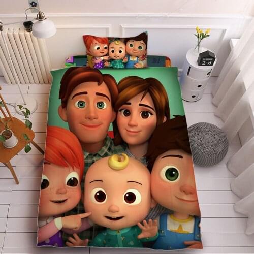 Cartoon CoCoMelon JJ 3D Printed Bedding Set Duvet Cover King Queen Full Twin Size for Kids Bedroom Decor