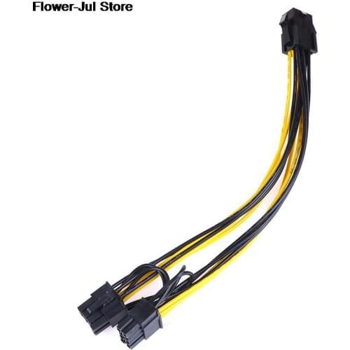 PCI-E 6-pin To 2x 6+2-pin (6-pin/8-pin) Power Splitter Cable Pcie Pci Express 20cm