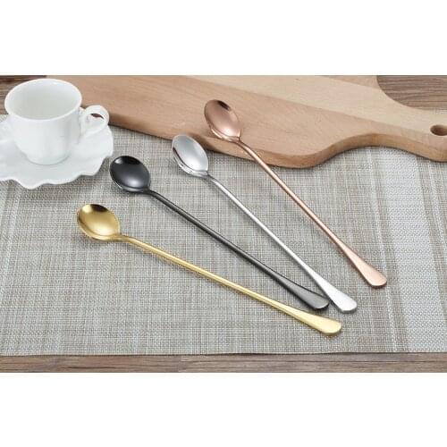 Creative Stainless Steel Ice Scoop Long Handle Mixing Spoons Fashion Flatware Kitchen Gadget Free Shipping WB1165