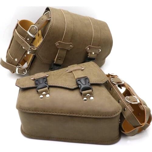 Left/Right Side Universal PU Leather Motorcycle Saddlebag Brown Tool Luggage Saddle Bag For Honda/Yamaha/Suzuki