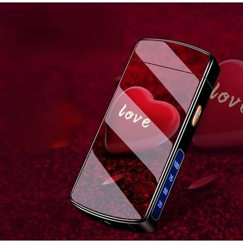 Double Arc Lighter Metal Windproof USB Charging Valentines Day Gift Cigarette Lighter Lighter Smoking Accessories for Weed