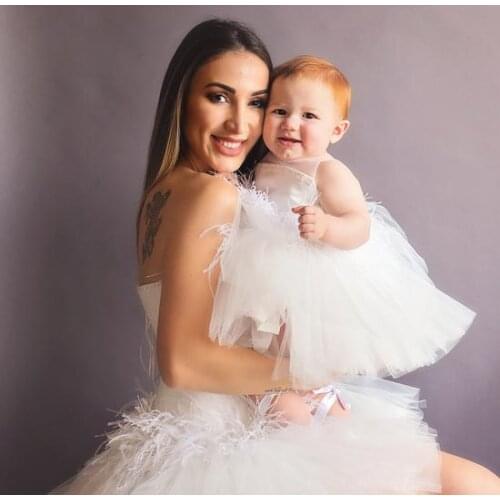 Newborn Baby Girls Baptism Christmas Dresses White Feather Infant Girl 1 Year Birthday Dress Infant Princess Christening Dress