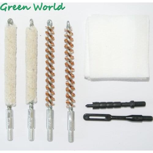 Green World 31pcs/lot .22cal Rifle Pistol Gun Cleaning Kit Thread 8-32