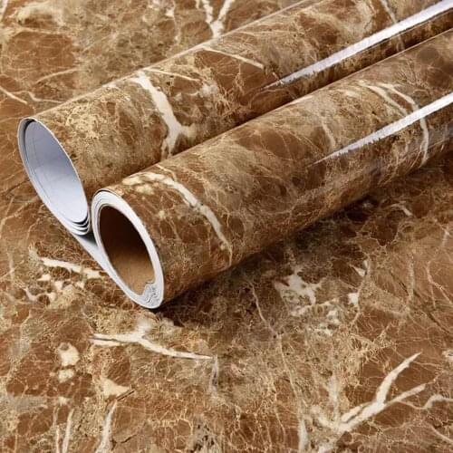 Imitation marble pattern wall stickers, waterproof and oil-proof kitchen furniture refurbished wallpaper