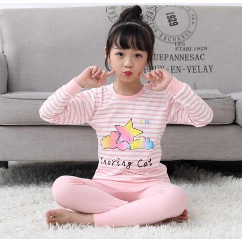 Autumn Girls Pajamas Set Cotton Boys Girls Sleepwear Winter Pyjamas Kids Children Baby Girls Clothes Full Sleeve Pijamas 2-13Y