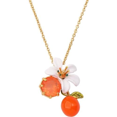 Hand-painted Enamel Glaze Fresh and Fashionable Necklace Clavicle Chain Female Simple and Versatile Temperament Item Jewelry