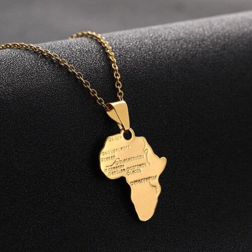 European and American fashion map necklace gold stainless steel necklace pendant necklace