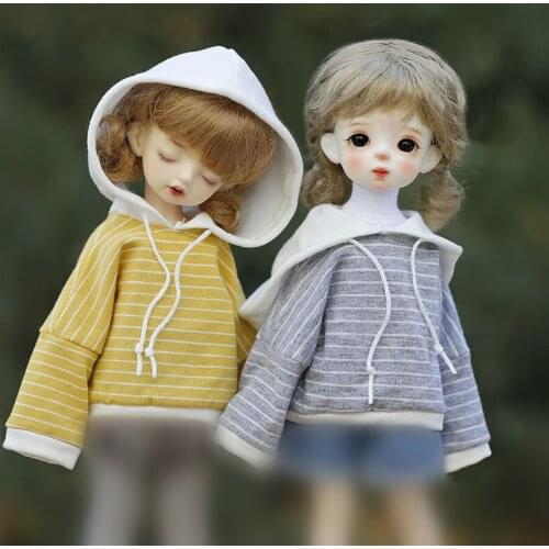 1/6 BJD Hooded Striped Sweatshirt Yosd Top 1/6Doll Outfit