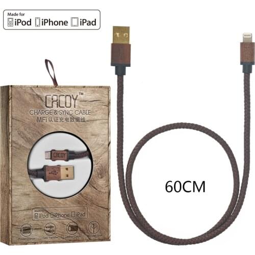 MFi Certified For Lightning Cable 60cm PU Leather Durable and Fast Charging Cable for iPad,iPhone Xs/XS Max/XR/8/7Plus/6s/5s etc