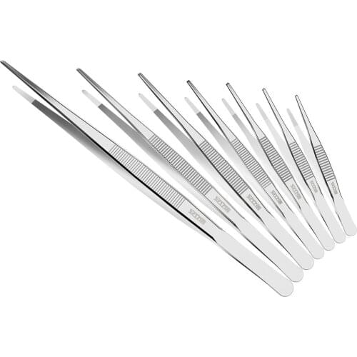 Industrial Grade Stainless Steel 304 Tweezers Round Head Clamps Medical Tweezer Electronic Repair Tool Forceps Precision Thicken