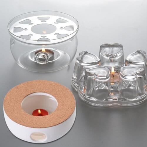 Simple Ceramic Heating Base Coffee Water Tea Glass Heat-Resistant Teapot Warmer Insulation Base Round Heart-shaped Candle Holder