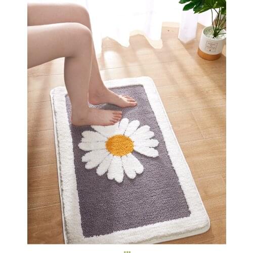 Simple Flower Pattern Anti-Skid Floor Carpet Home Doorway Soft Water Absorbent Bath Mat Quality Bathroom Mat Hallway Rug 1pcs