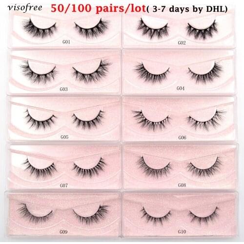 Wholesale Mink Eyelashes Free DHL 50/100pairs Visofree Lashes 3D Mink Lashes Natural False Eyelashes Makeup False Lashes In Bulk
