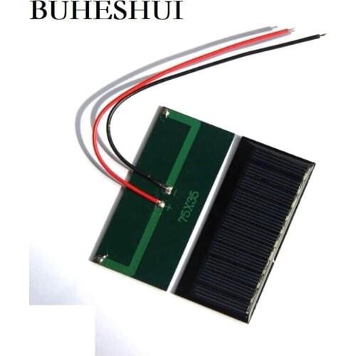 BUHESHUI 60MA 5.5V Solar Panel+Cable Polycrystalline Solar Cell DIY Solar Charger For 3.7V 75*35MM Study 10pcs Free Shipping