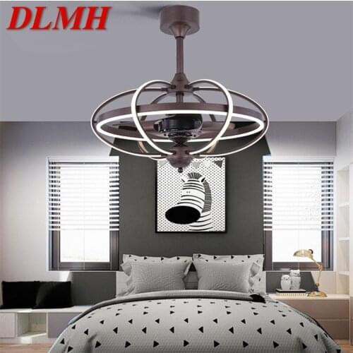 DLMH Modern Ceiling Fan Lights Coffee With Remote Control Fan Lighting for Home Dining Room Bedroom Restaurant