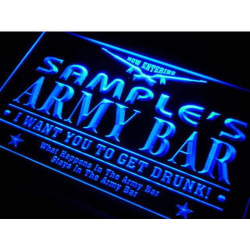 Tq-tm Name Personalized Custom Army Man Cave Bar Beer Neon Light Signs with On/Off Switch 7 Colors 4 Sizes