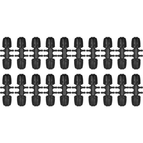 KKmoon 20 Pieces Barbed Tee Drip Irrigation Tubing Connectors Hose Joint 5/8 Inch to 1/4 Inch 6 Way Fittings Adapter