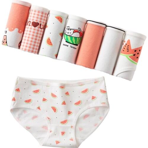 7Pcs Underwear Women Plus Size Panties Girl Briefs Shorts Intimates Sexy Lingeries Calcinha Cotton Underpants Lovely Panty Cueca