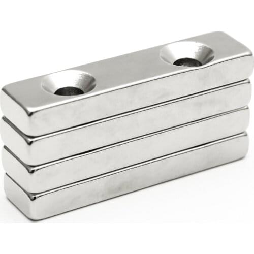 U-JOVAN 3pcs N35 40 x 10 x 5 mm Double Hole 5mm Super Strong Block Magnet Rare Earth Permanet Neodymium Magnets 40*10* 5-5