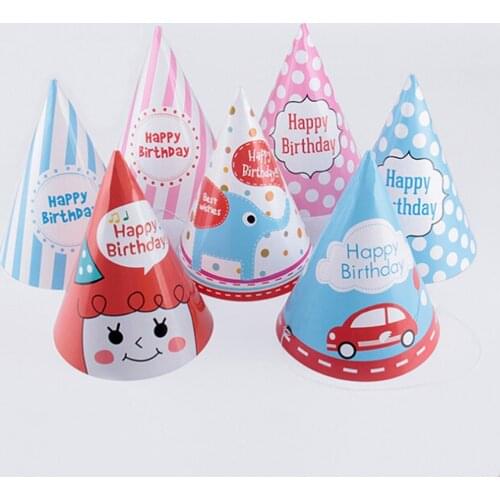 Party Celebration Supplies 10pcs/set Decoration Kids Birthday Party Caps Happy Birthday Children Hat With Elastic Cord 7 Shapes