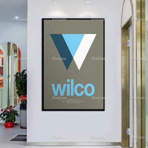 Wilco Alt Country Music Helvetica Vintage Gig Poster, Guitar, Rock And Roll, Swiss Typography, Concert Canvas, Folk Home Decor