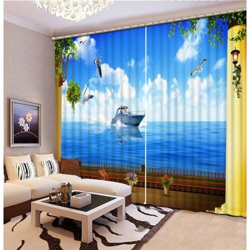 Custom any size Luxury Blackout 3D Curtains For Living room Bedding room Office beach curtains