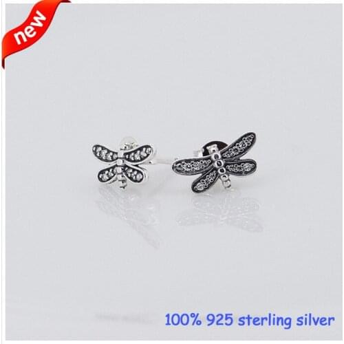 CKK Silver 925 Jewelry Stud Earrings Dragonfly For Women Sterling Silver Earrings Fashion Wedding Gift