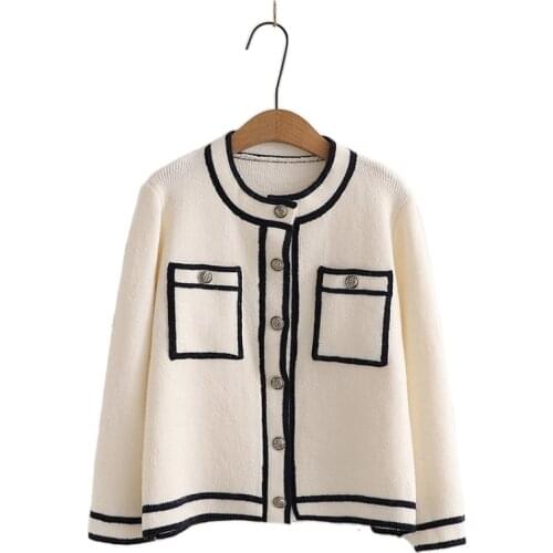 Striped Patchwork Women Knit Cardigan 2021 Winter Chic Single Breasted O-neck Knitwear Korean Fashion Warm Soft Jumpers Tops