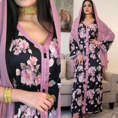 Ramadan Eid Mubarak Jalabiya Leopard Print Maxi Dress Women 2021 Lace Patchwork Loose Arabic Oman Dubai Muslim Islamic Clothing