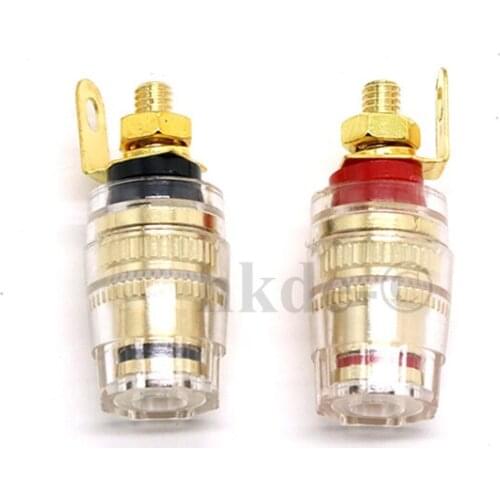1PCS Transparent Banana Socket Gold Plated Copper Terminal Banana Plug Jack Connector 4mm Black/Red Color