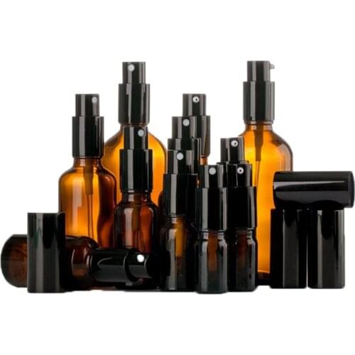 10/15/20/30/50ml Shading Brown Glass Essential Oil Bottles Refillable Liquid Cream Lotion Shampoo Spray Perfume Bottles 10pcs