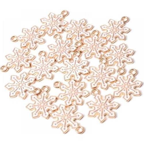 10Pcs New Rose Gold Alloy Metal Drop Oil Snowflake Pendants For DIY Jewelry Making Bracelet Necklace Pendant Accessories