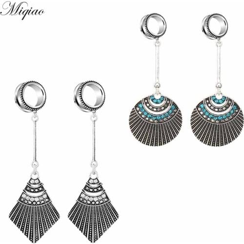 Miqiao 2pcs Simple New Stainless Steel Striped Geometric Diamond Pendant Earrings 6mm-30mm Exquisite Piercing Jewelry