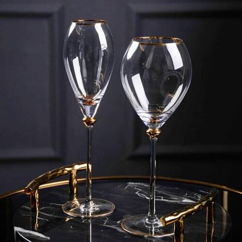 2 Kinds of Royal Style Goblet Tracing Gold Wine Glass Burgundy Wine Set 200-400ml Distinguished Champagne Glass Cup Wine Cup