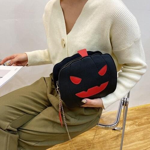 2021 Super Fire New European and American Fashion Spoof Fun Halloween Shiny Reflective Pumpkin Bag Female Tide Pu Messenger Bag