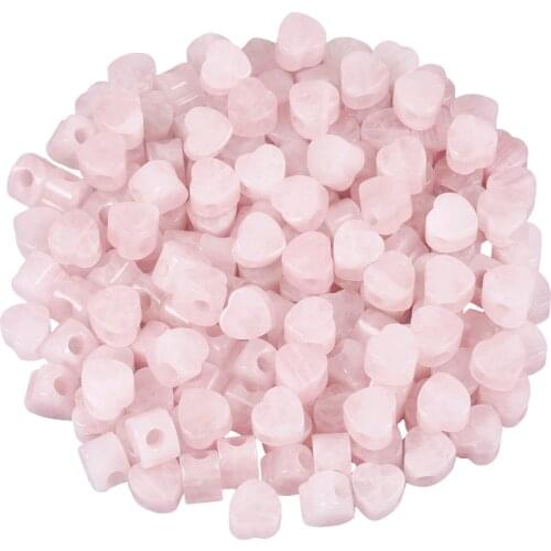 TUMBEELLUWA 5pcs Natural Rose Quartz Heart Shape Loose Charms Big Hole Beads For Making Jewelry Bracelet Accessory 14x14mm