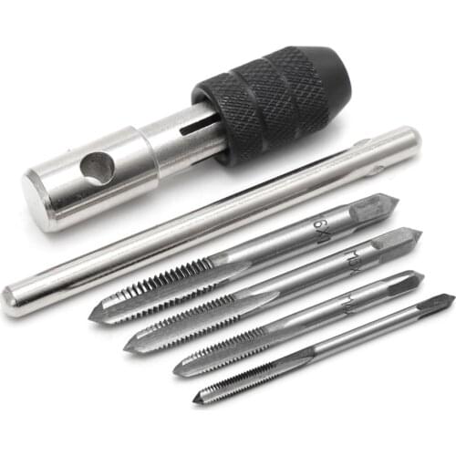 5 Pcs T Type Hand Screw Thread Taps Drill Kit M3 M4 M5 M6 Set With Wrench Hand Tools New 2017