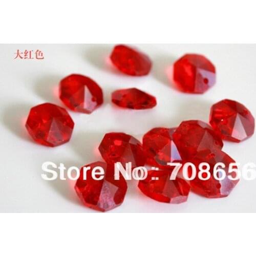 500pcs 14MM RED OCTAGON CRYSTAL GLASS BEADS FOR DIY GARLAND