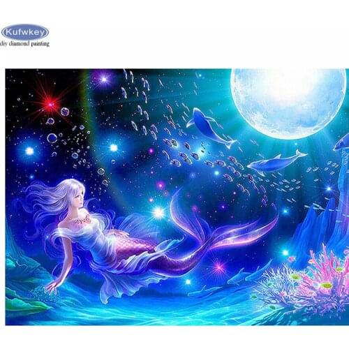 Dream Mirror Moon Mermaid Diamond Embroidery Full Square Round Diamond Painting Cross Stitch Mosaic Painting hobbies and crafts