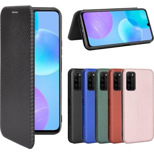 Carbon Fiber Flip Wallet Phone Bag Case for Huawei Honor 10X Lite Kickstand Full Protection Cover Funda